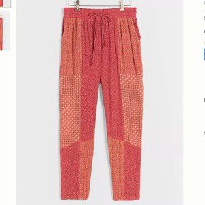 Anthropologie Lightweight Pink Patchwork Cotton Tapered Pants Sz XS